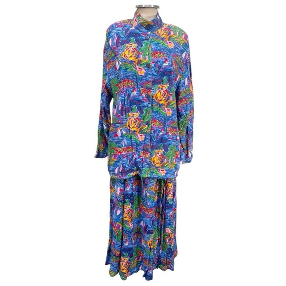 Vintage Ken Done Art To Wear Jacket and Skirt Set Size Medium - Picture 1 of 13